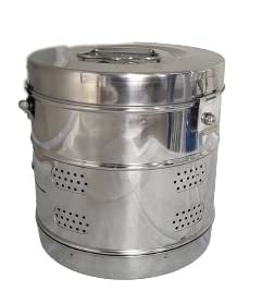 MEDIGUARD Dressing Drum 9"x6" Jointed Stainless Steel, 9" Diameter x 6" Height