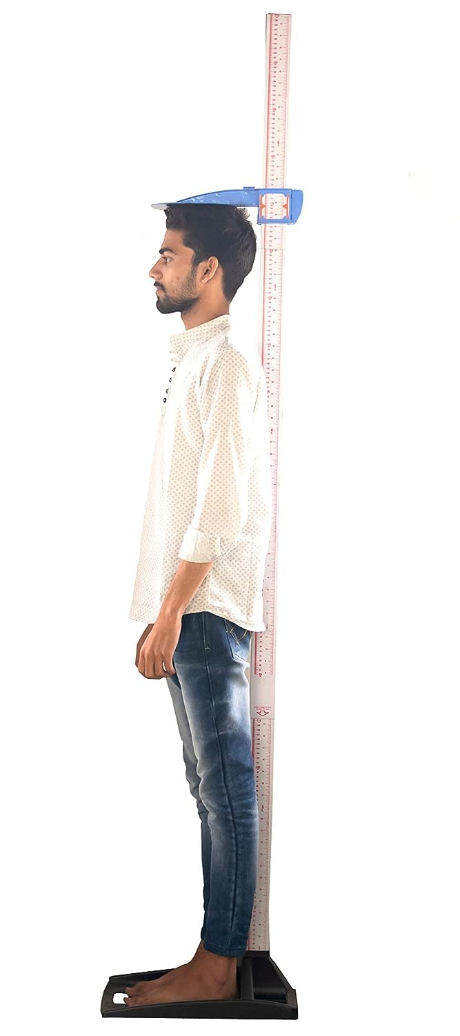 SURGIGUARD Plastic Height Measuring Scale (Stadiometer) For Adults & Children 210 Cm With Unbreakable Base (White)