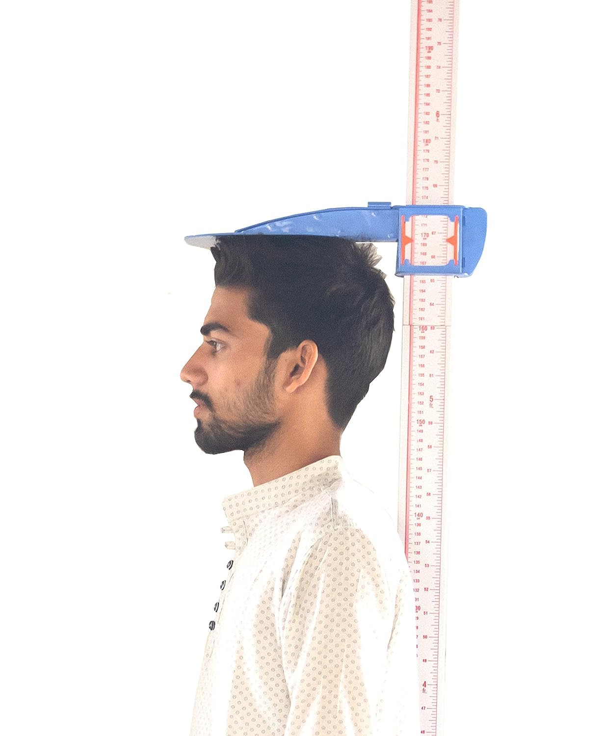 SURGIGUARD Plastic Height Measuring Scale (Stadiometer) For Adults & Children 210 Cm With Unbreakable Base (White)