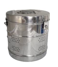 MEDIGUARD Dressing Drum  9"x6" Jointed Stainless Steel, 9" Diameter x 6" Height