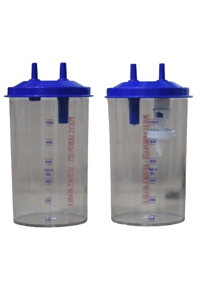 MEDIGUARD Medical Premium Polycarbonate Jar 1L For Suction Machine, Electric, Pack Of 2