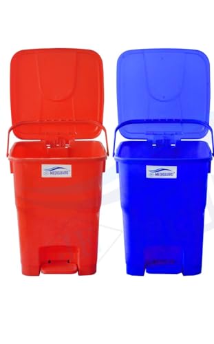 MEDIGUARD Bio_Medical Plastic Pedal Dustbin_12_Ltr_Set of 2 (BLUE & BLACK)