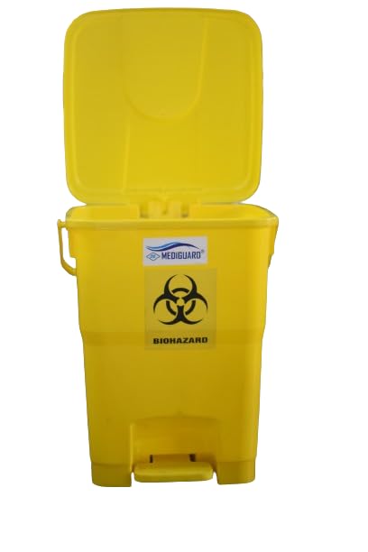 MEDIGUARD Bio Medical Plastic Pedal Dustbin , Plastic Pedal Dustbin (12 Liter)(Yellow, Blue, Red, Black)