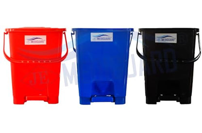 MEDIGUARD Bio_Medical Plastic Pedal Dustbin_12_Ltr_Set of 3 (BLUE, BLACK & YELLOW)