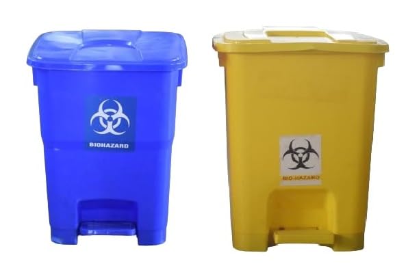 MEDIGUARD Bio Medical Plastic Pedal Dustbin (20 Liter) Plastic Dustbin (Yellow, Blue, Pack of 2)