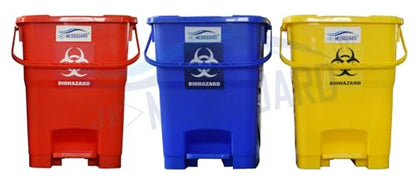 MEDIGUARD Bio_Medical_Plastic_Pedal_Dustbin_20Ltr_SET OF 3_(BLUE, BLACK & YELLOW)