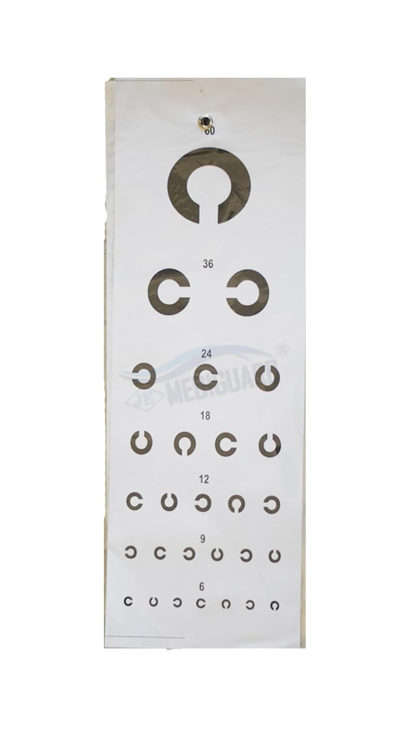 MEDIGUARD Eye Test Chart, Snellen Eye Chart with English Letters, Numbers, And Hindi Alphabets, Eye Test Chart (Pack Of 5)