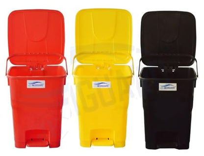 MEDIGUARD Bio_Medical Plastic Pedal Dustbin_12_Ltr_Set of 3 (BLUE, BLACK & YELLOW)