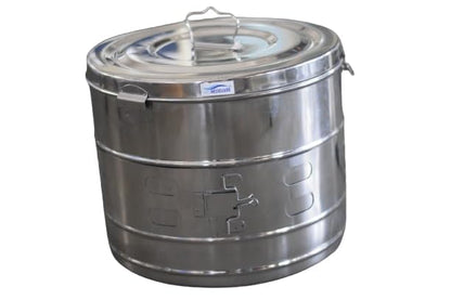 MEDIGUARD Dressing Drum  11"x9" Seamless Stainless Steel, 11" Diameter x 9" Height