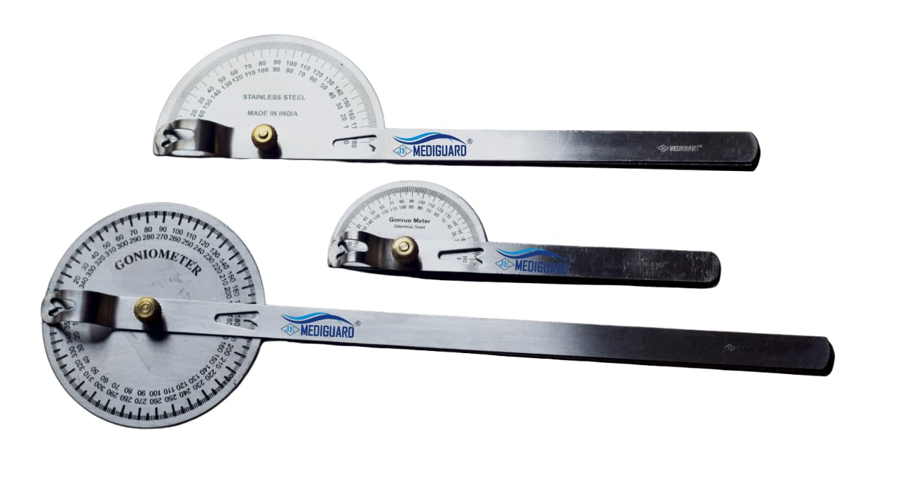 MEDIGUARD Goniometer Set of 3 Stainless Steel Protector Set Physiotherapy | Orthopedic Medical