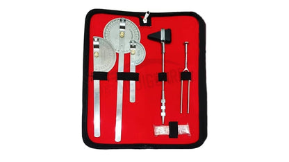 MEDIGUARD Goniometer SS Set of 3 With Percussion Knee Hammer with Tuning Fork 256Hz And Measuring Tape, Goniometer Set Combo