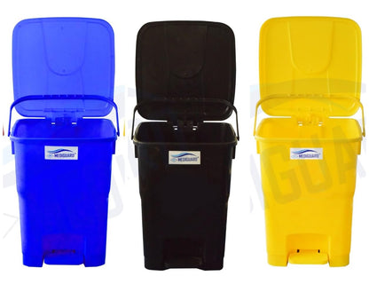 MEDIGUARD Bio_Medical Plastic Pedal Dustbin_12_Ltr_Set of 3 (BLUE, BLACK & YELLOW)