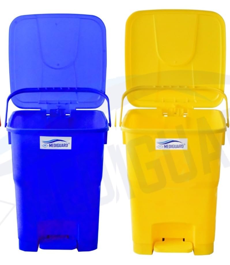 MEDIGUARD Bio_Medical Plastic Pedal Dustbin_12_Ltr_Set of 2 (BLUE & BLACK)