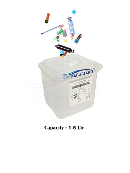 MEDIGUARD Medical Lab Sharps Containers | Bio-hazard | Sharps Containers For Hospitals And Medical Labs | Bio-Medical Sharps Container Puncture Proof Box (1.5 | 3.5 | 6 Liters) Combo Pack Of 3