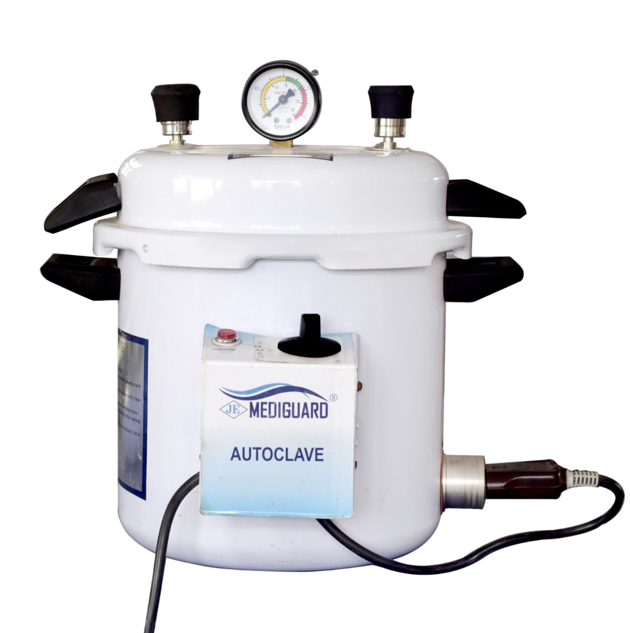 MEDIGUARD Aluminum Powder Coated Autoclave Electric Pressure Cooker With Timer Type Approx. 11 L (9" Dia. X 11" H) 1 Extra Element Free