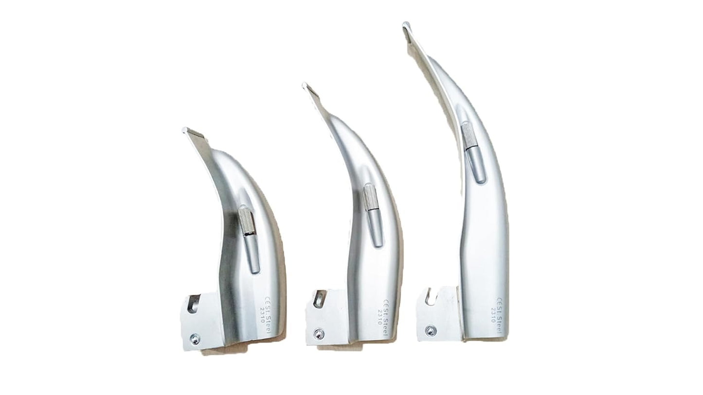 MEDIGUARD LED Laryngoscope Set of 3 Macintosh Blade, Adult