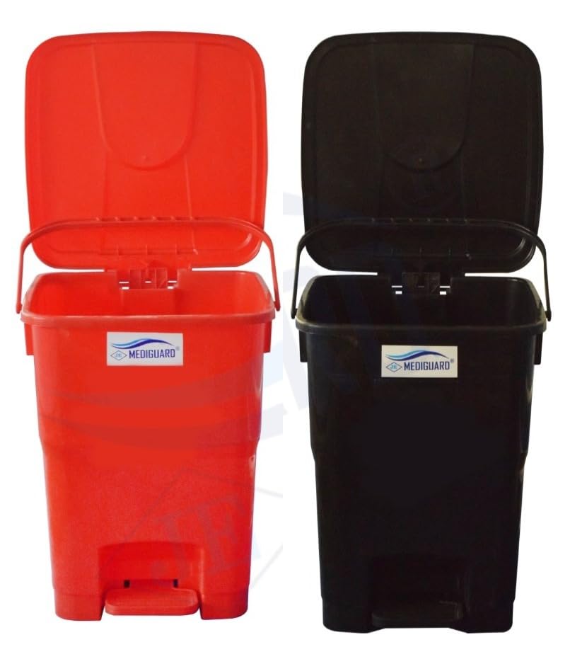 MEDIGUARD Bio_Medical Plastic Pedal Dustbin_12_Ltr_Set of 2 (BLUE & BLACK)