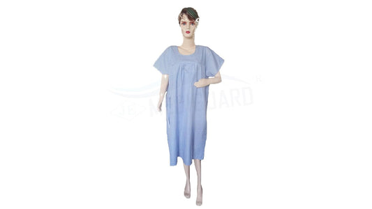 MEDIGUARD Poly Cotton Patient Dress Maxi Round Neck (Blue)