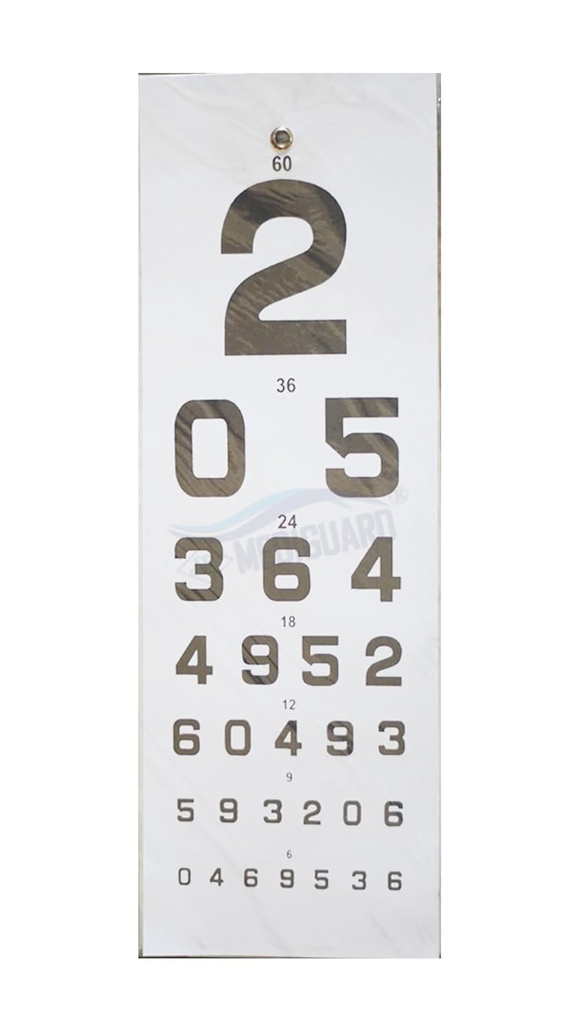 MEDIGUARD Eye Test Chart, Snellen Eye Chart with English Letters, Numbers, And Hindi Alphabets, Eye Test Chart (Pack Of 5)