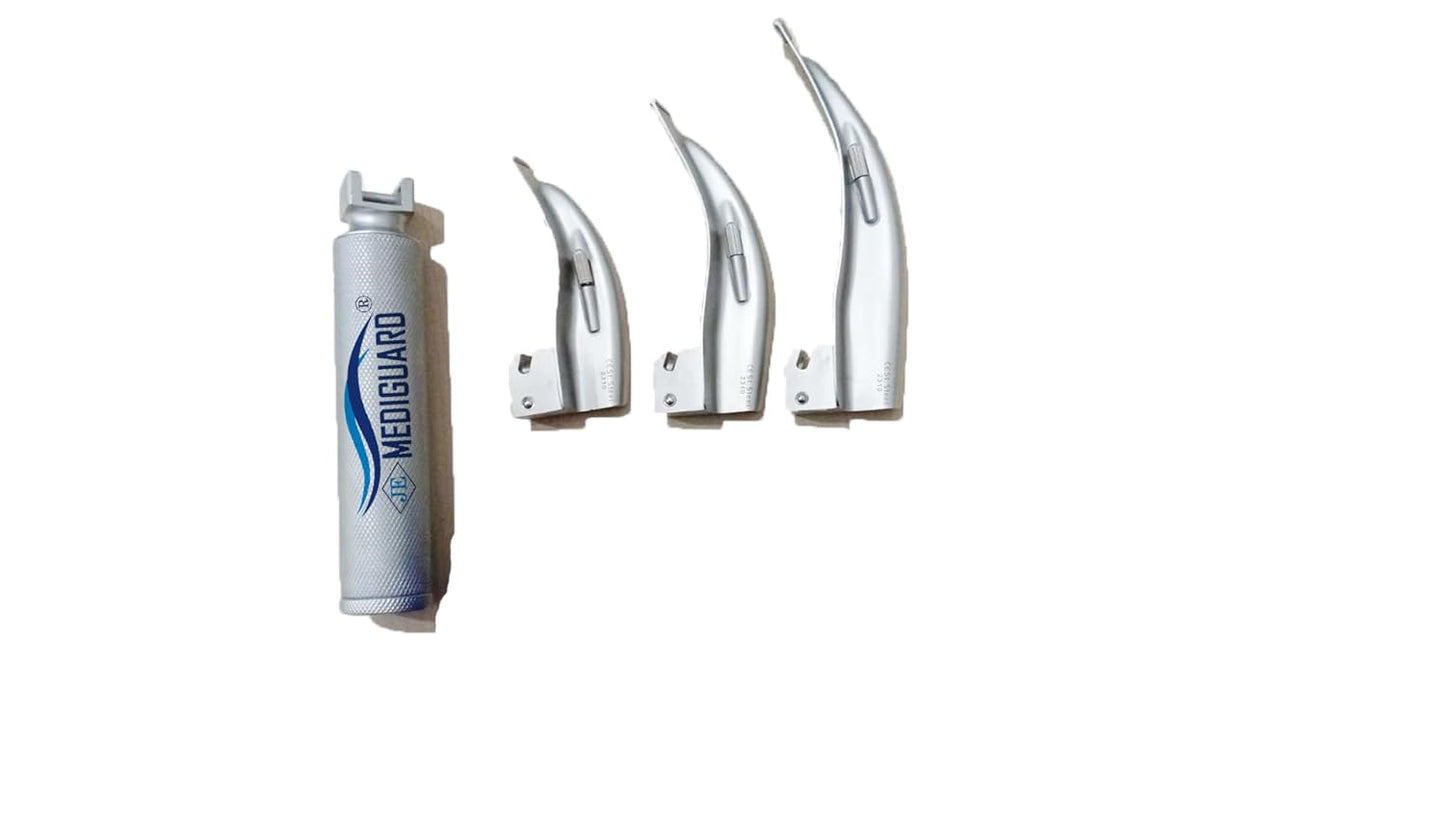 MEDIGUARD LED Laryngoscope Set of 3 Macintosh Blade, Adult