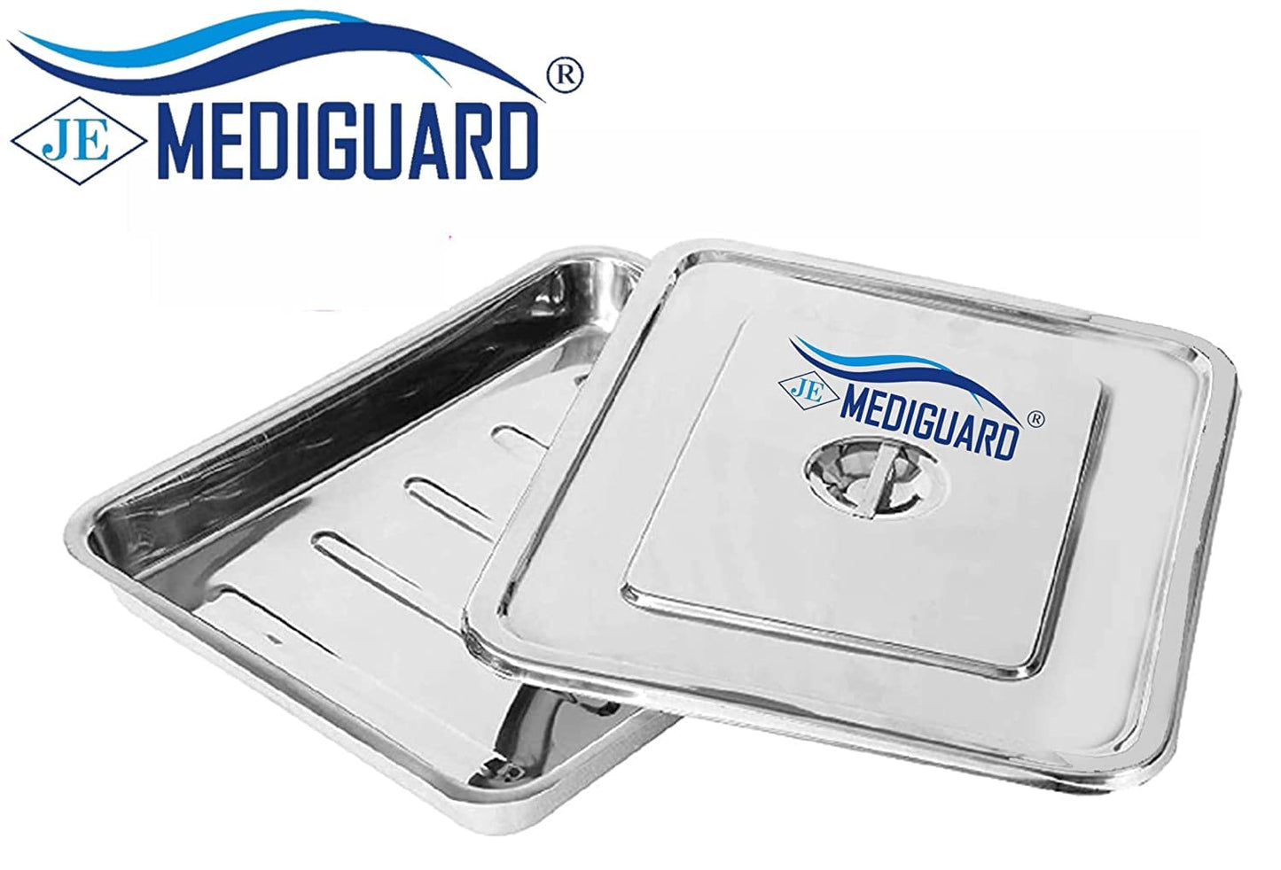 MEDIGUARD Stainless Steel Medical Instrument Tray with Lid (Size 10x8) Pack of 3