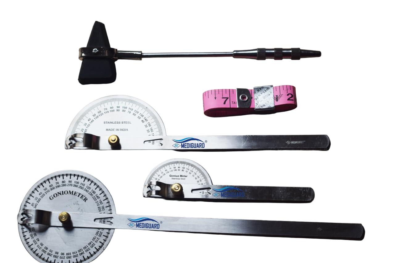 MEDIGUARD Goniometer Set with Percussion Hammer with Measuring Tape - Set of 3