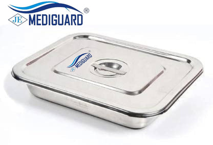 MEDIGUARD Stainless Steel Medical Instrument Tray with Lid (Size 10x8)