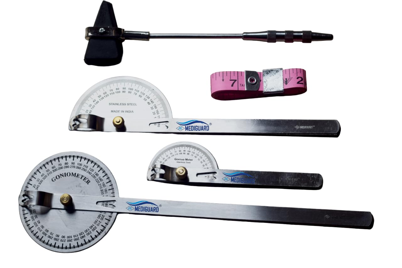 MEDIGUARD Goniometer Set with Percussion Hammer with Measuring Tape - Set of 3