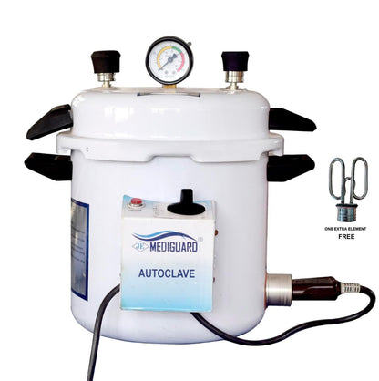 MEDIGUARD Aluminum Powder Coated Autoclave Electric Pressure Cooker With Timer Type Approx. 11 L (9" Dia. X 11" H) 1 Extra Element Free