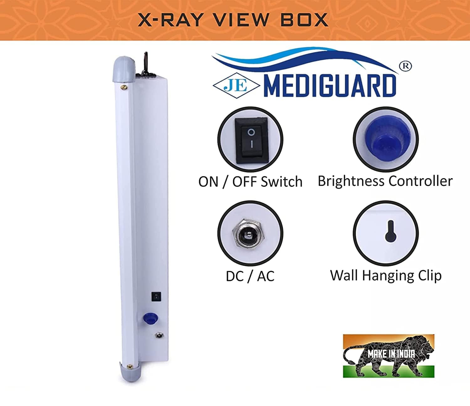 MEDIGUARD Premium Xray View Box, Single Film LED Pack of 1 with Automatic Film Activation Censor and Variable Brightness Controller, Size-14x17 Inch, White, Pack of 1