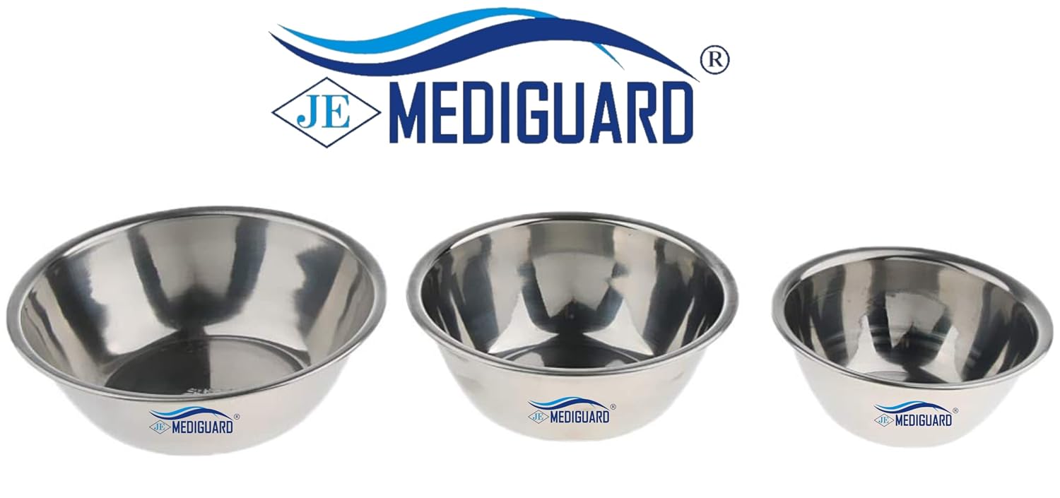 MEDIGUARD Combo of Pack of 5pcs Premium Stainless Steel Lotion Basins, Surgical Bowls, Sponge Iodine Cup, Medical Gauze Dressing Pack of 5 (Size -4 INCH)