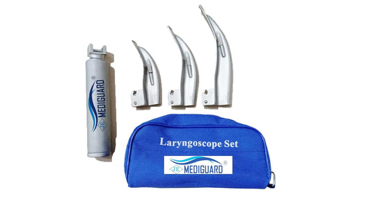 MEDIGUARD LED Laryngoscope Set of 3 Macintosh Blade, Adult