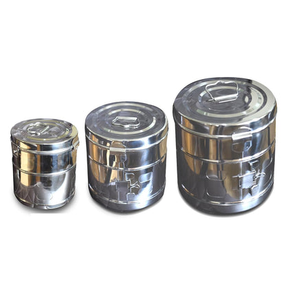 MEDIGUARD Combo Of Jointed Dressing Drum, Fully Stainless Steel Size 11x9, 9x9,6x6 Inches, Pack Of 3