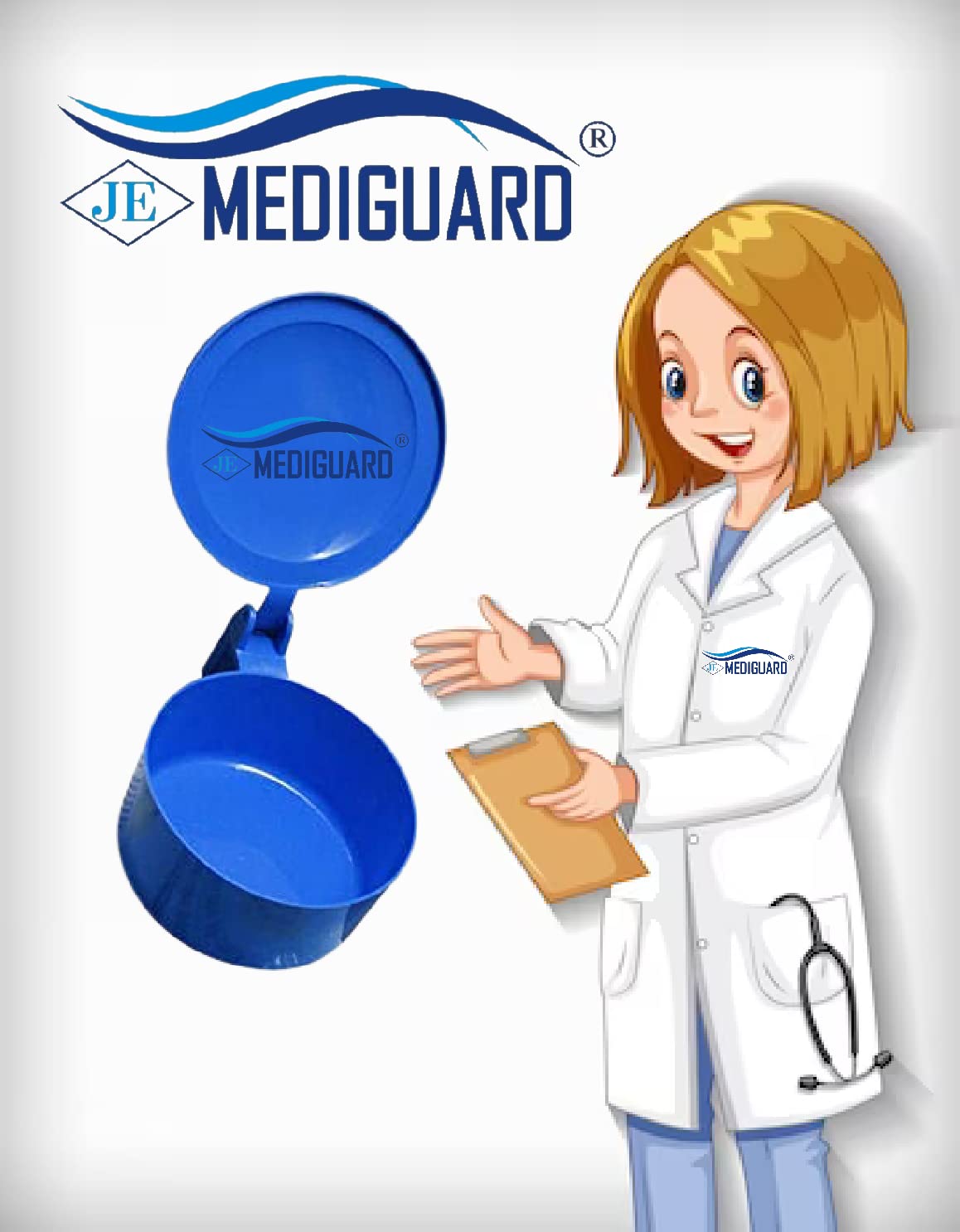 MEDIGUARD Spitting Mug Spit Box Plastic Spit Mug Sputum Plastic Leakproof Spitton Mug with Lid Sputum Plastic Cover Blue (White) - Pack of 2 Spitting Mug with Lid Sputum