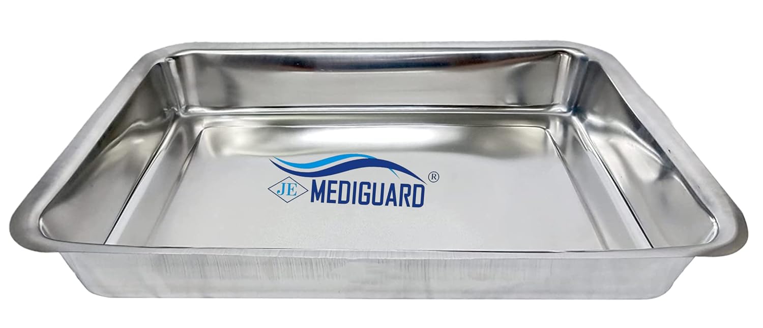 MEDIGUARD Medical Instrument Stainless Steel Baby Tray without Cover, Size - 18” x 12” x 3”