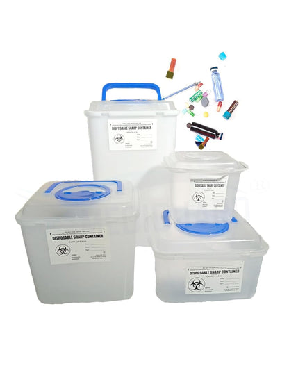 MEDIGUARD Medical Sharp Containers | Bio-hazard | Bio-Medical Sharps Container Puncture Proof Box (1.5 | 3.5 | 6 | 12 Liters) Combo Pack Of 4