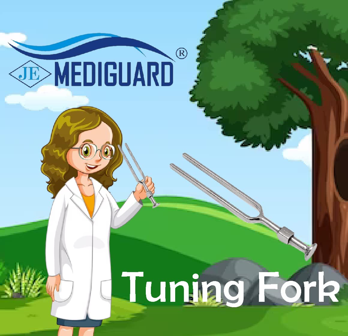 MEDIGUARD 128 Hz Tuning Fork Made up of Stainless Steel for Medical Students & Doctors