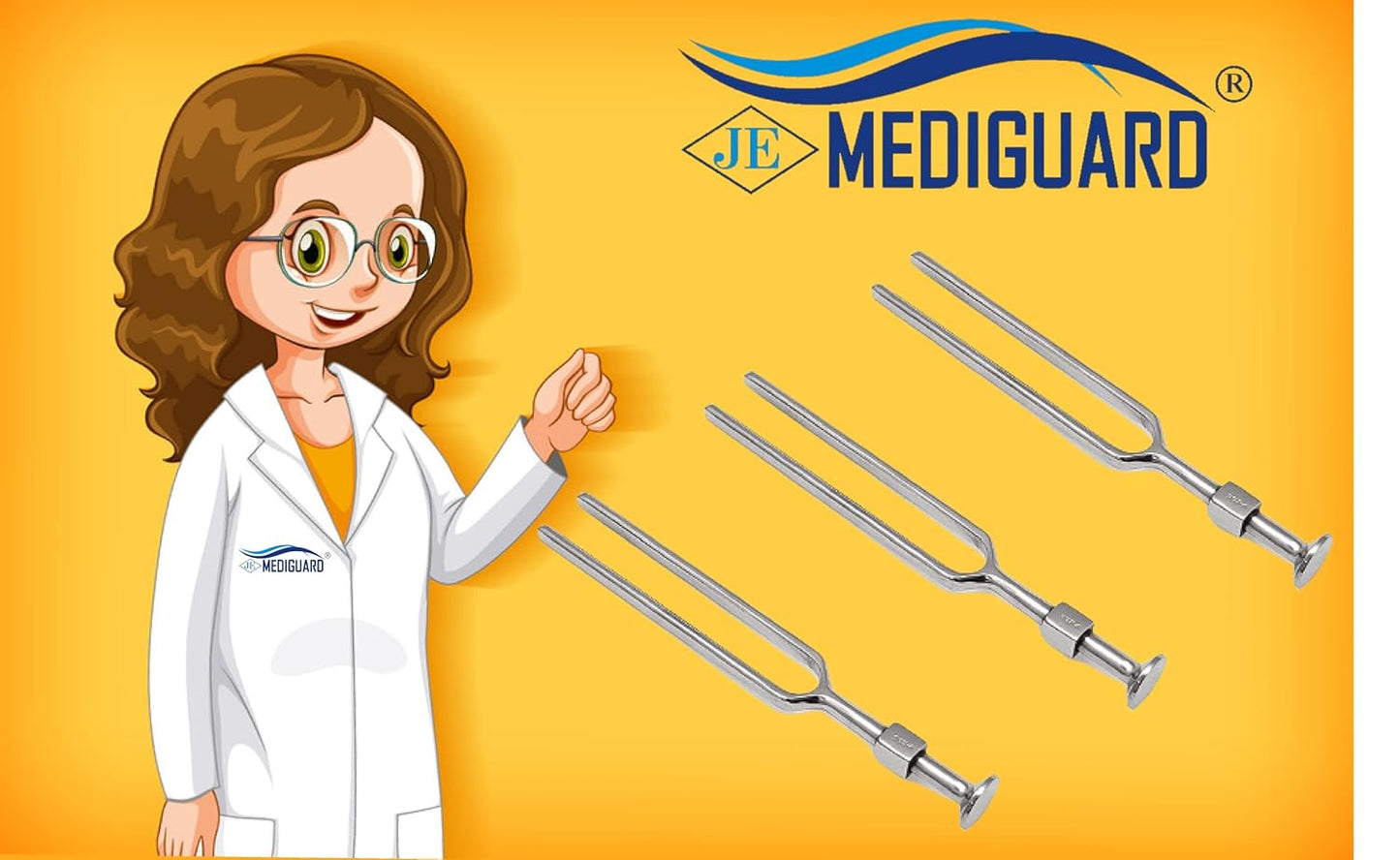 MEDIGUARD 512Hz Tuning Fork Made up of Stainless Steel for Medical Students & Doctors PACK OF 3