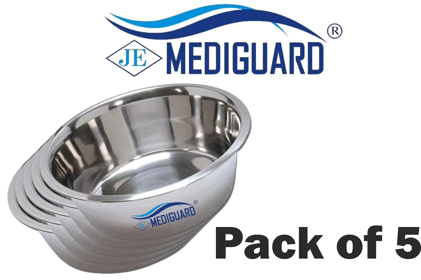 MEDIGUARD Combo of Pack of 5pcs Premium Stainless Steel Lotion Basins, Surgical Bowls, Sponge Iodine Cup, Medical Gauze Dressing Pack of 5 (Size -4 INCH)