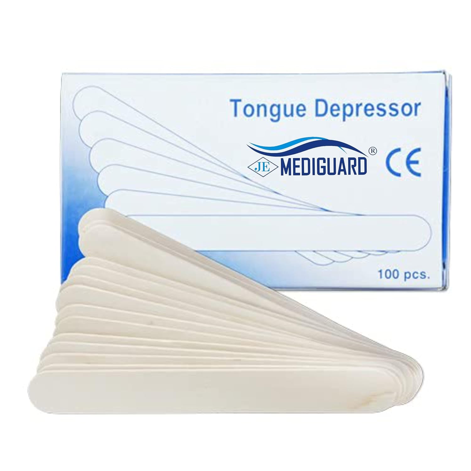 MEDIGUARD Non Sterile Standard Size Wooden Polished Smooth Tongue Depressor | Spatula | 100 Pcs