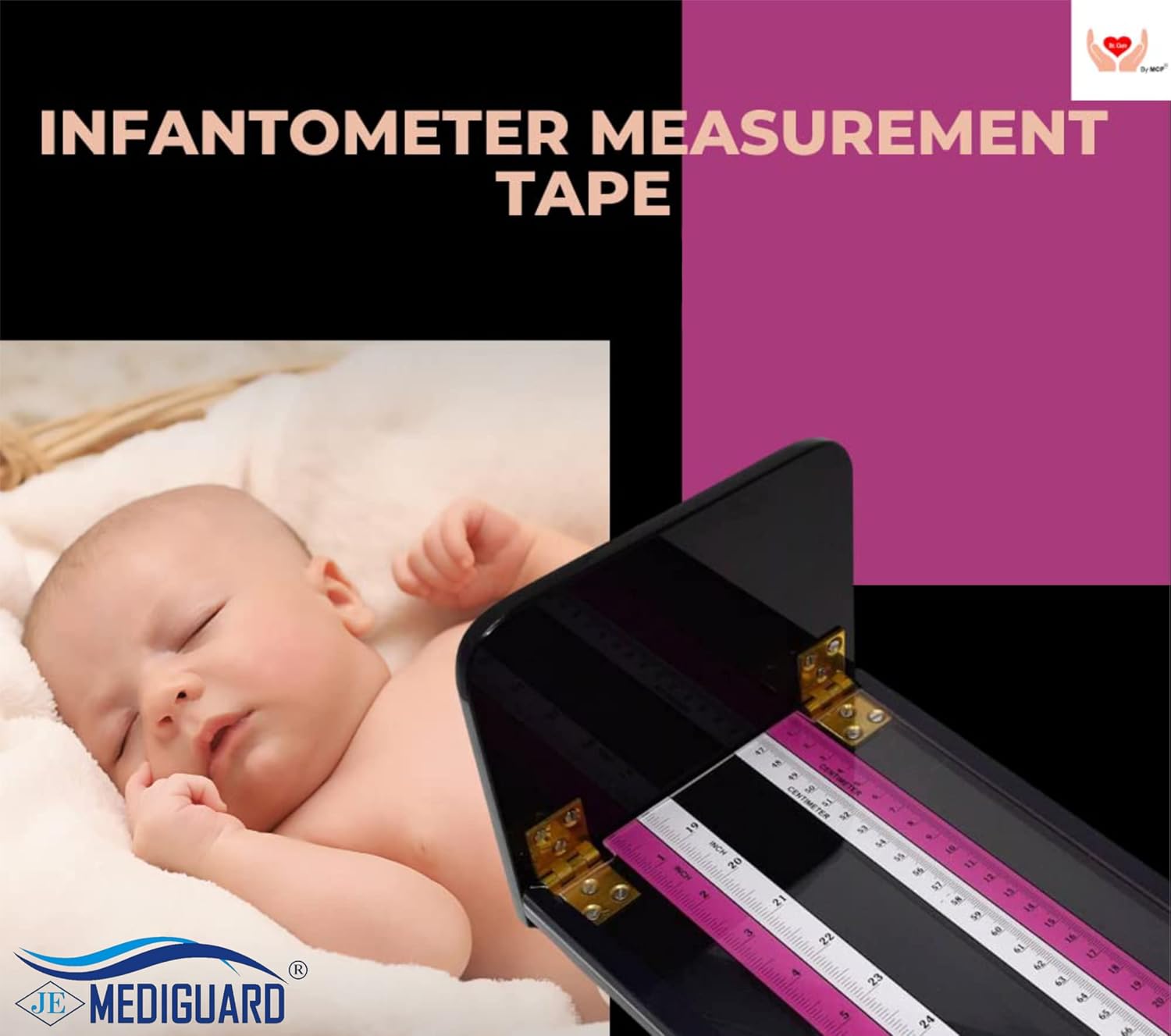 MEDIGUARD Acrylic Infantometer Scale For Baby Height Measurement Scale (Size 18" Length x 5" Width)