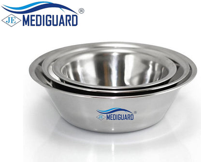 MEDIGUARD COMBO of Pack of 5pcs Premium Stainless Steel Lotion Basins, Surgical Bowls, Sponge Iodine Cup, Medical Gauze Dressing Pack of 5 (size -8 INCH)