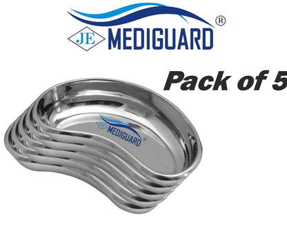 MEDIGUARD COMBO of Kidney Tray Stainless Steel,(8''inches) 170mm,(Pack of 5), Reusable and Auto clavable Tray making them Ideal for Hospitals, Lab & Surgical Centre, 8'inches,(170mm), Pack of 5