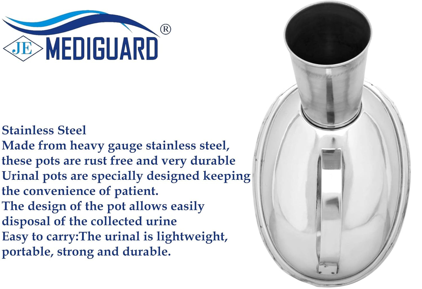 MEDIGUARD Unisex Stainless Steel Urinal