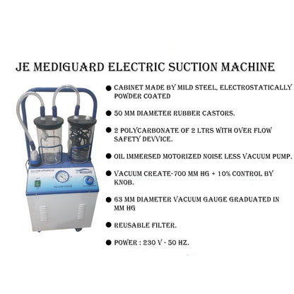 MEDIGUARD Electric Suction Machine 0.25 HP With Glass Jar For Home, Hospital & Clinic