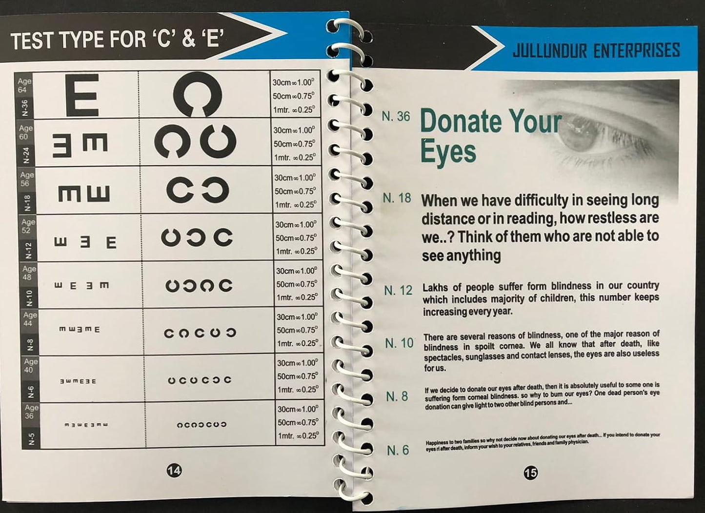 MEDIGUARD Near Vision Test Book for Eye Testing - Comprehensive Eye Chart for Vision Assessment Blindness Color Vision Test for Adults and Professionals Ishihara colour Vision Book Test Chart Book for Color Deficiency