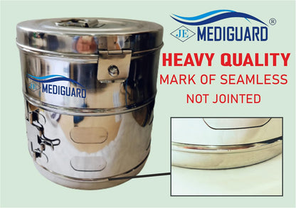 MEDIGUARD Dressing Drums Seamless 11"x9", Fully Stainless Steel, 11" Diameter x 9" Height, Super Deluxe Heavy, Pack Of 1