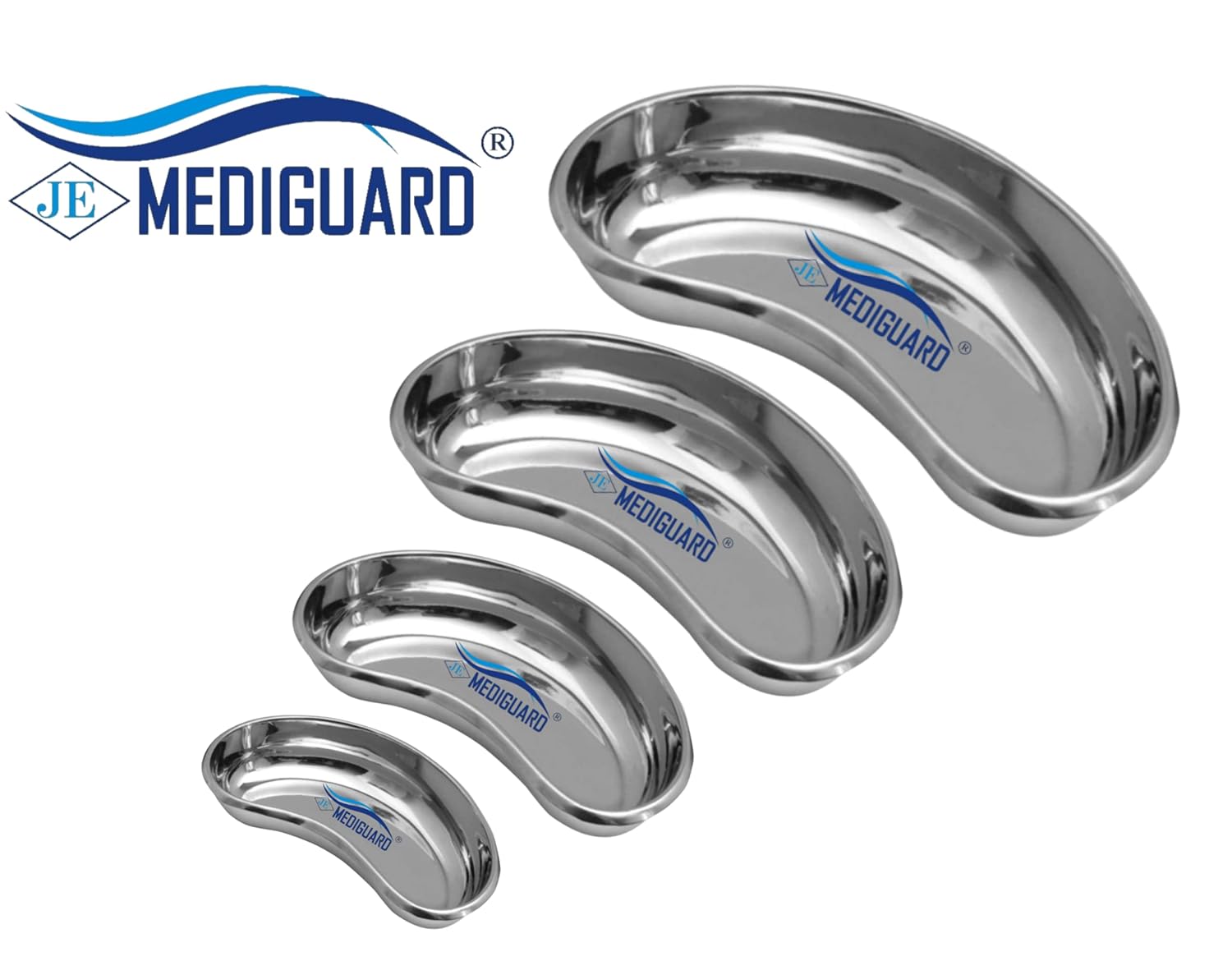 MEDIGUARD Kidney Dish Combo Of Surgical Kidney Tray Stainless Steel Kidney Tray Pack - 6" (150 MM), 8" (200 MM), 10" (250 MM), 12" (300 MM) (Set Of 4 Pcs)