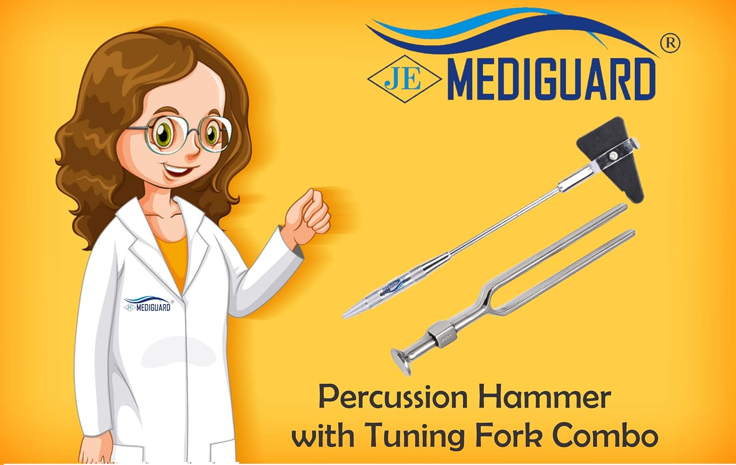 MEDIGUARD Combo of Percussion Knee Hammer with Tuning Fork 512 Hz