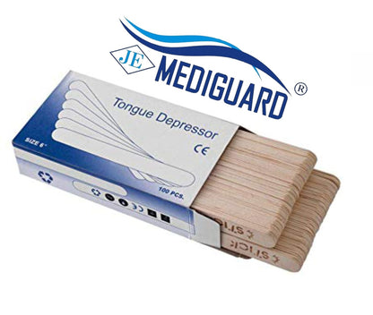 MEDIGUARD Non Sterile Standard Size Wooden Polished Smooth Tongue Depressor | Spatula | 100 Pcs